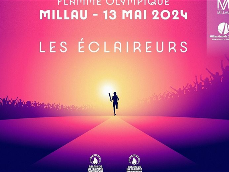 La flamme olympique au Camping 2 Rivières à Millau en Aveyron